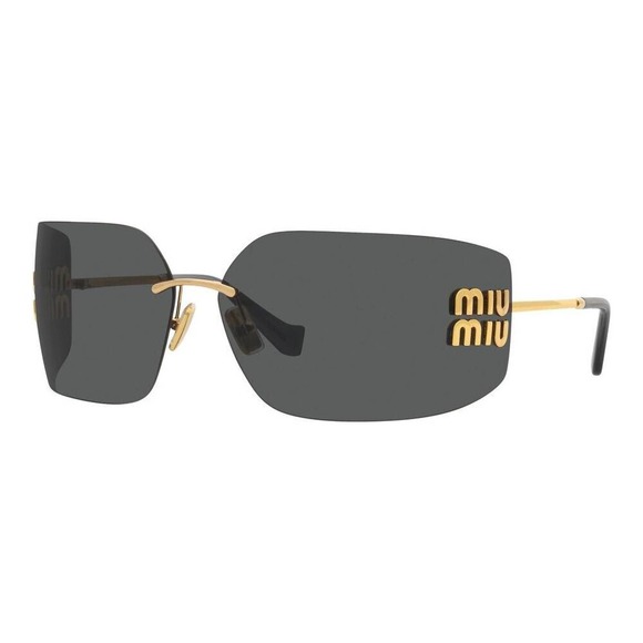 Miu Miu Sunglasses MU 54YS Gold Dark Grey 5AK5/S0 Women Wrap Logo AUTHENTIC main image 8